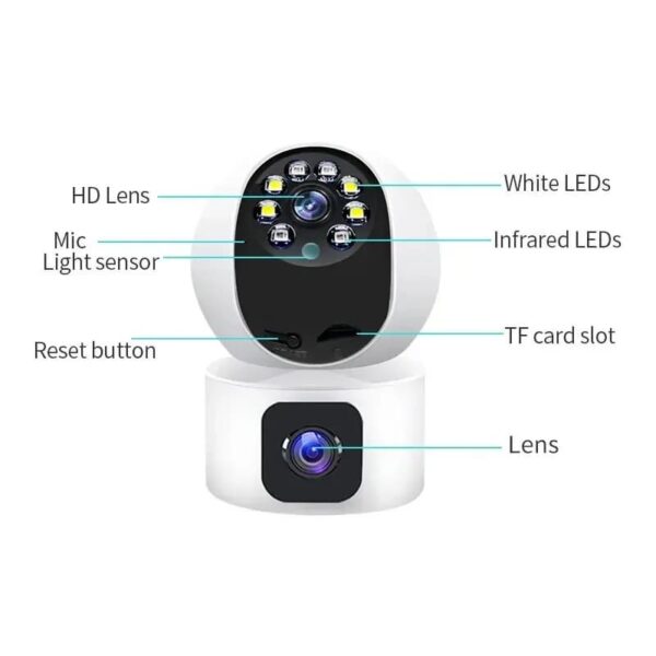 V380 Dual Lense Wifi Smart Indoor Pan/Tilt Camera 2MP - Image 2