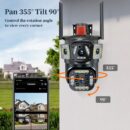 Ptz Wifi Outdoor Security 3 Camera Lens, 3 Screen, Color Night Vision Auto Tracking, Waterproof, (2+2+2) 6mp