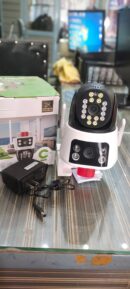 Ptz Wifi Outdoor Security 2 Camera Lens, 2 Screen, Color Night Vision Auto Tracking, Waterproof, (2+2) 4mp